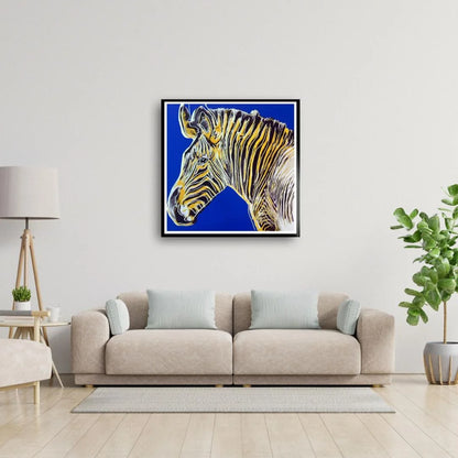 ANDY WARHOL–“Zebra" Blue-Yellow Trial-Endangered Species Screenprint- Diamond Dust- Museum Quality-38 X 38" Wall Art
