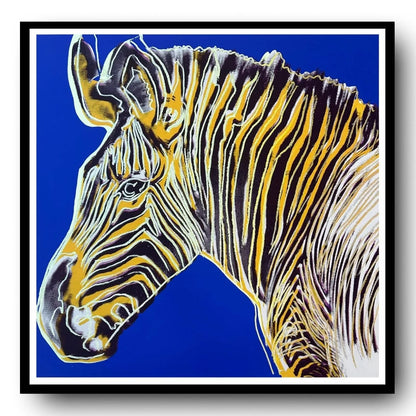 ANDY WARHOL–“Zebra" Blue-Yellow Trial-Endangered Species Screenprint- Diamond Dust- Museum Quality-38 X 38" Wall Art