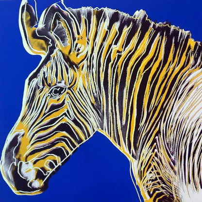 ANDY WARHOL–“Zebra" Blue-Yellow Trial-Endangered Species Screenprint- Diamond Dust- Museum Quality-38 X 38" Wall Art