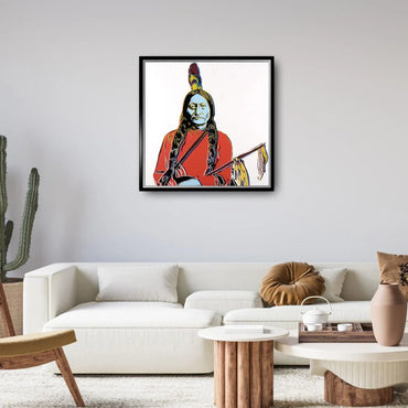 ANDY WARHOL– “Sitting Bull"- Silkscreen- Cowboys and Indians- Unsigned Proof- Museum Quality 36x36" Wall Art