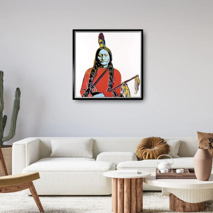 ANDY WARHOL– “Sitting Bull"- Silkscreen- Cowboys and Indians- Unsigned Proof- Museum Quality 36x36" Wall Art