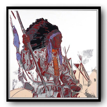 ANDY WARHOL– “War Bonnet"- Trial Screenprint- Cowboys and Indians- Unsigned Proof- Museum Quality 36x36" Wall Art