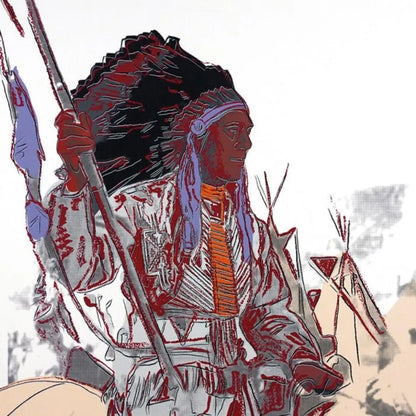 ANDY WARHOL– “War Bonnet"- Trial Screenprint- Cowboys and Indians- Unsigned Proof- Museum Quality 36x36" Wall Art