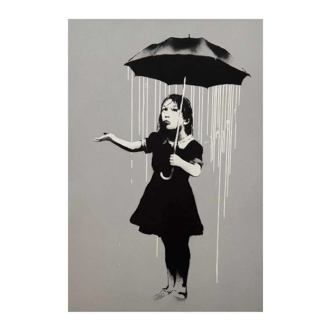 "NOLA (White Rain)"- Screenprint- Hand signed BANKSY - 22 1/4 x 30"| Iconic Street Art