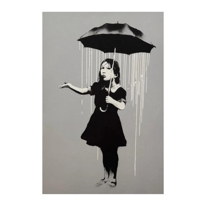 "NOLA (White Rain)"- Screenprint- Hand signed BANKSY - 22 1/4 x 30"| Iconic Street Art