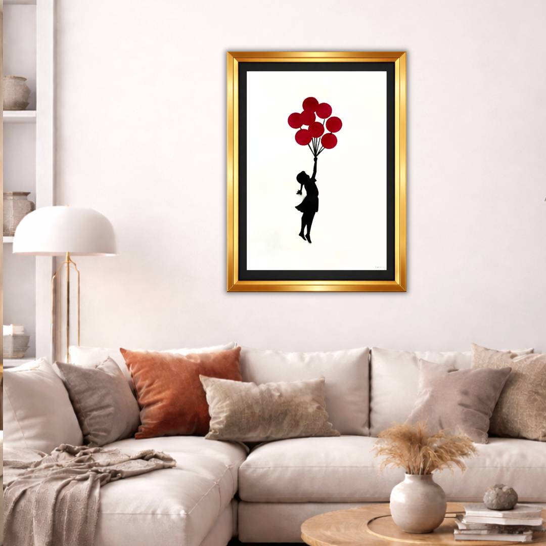 Artwork framed on the wall