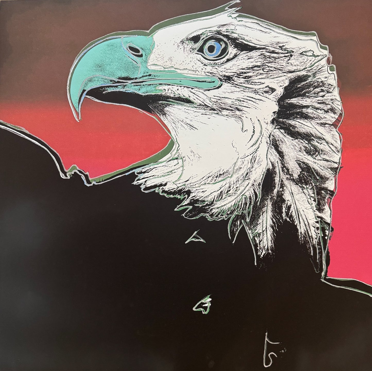 ANDY WARHOL “Bald Eagle"- Trial Screenprint- Proof Edition- Green, blue and purple colors with diamond dust- Endangered Species- Museum Quality 38 X 38"Pop Art Beauty