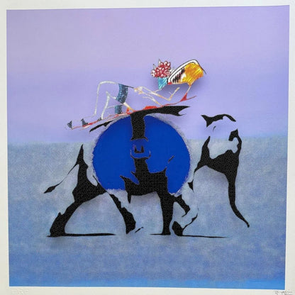 FENZOLINI "ELEPHANT RIDE" Blue- Screenprint - Hand Signed, Numbered