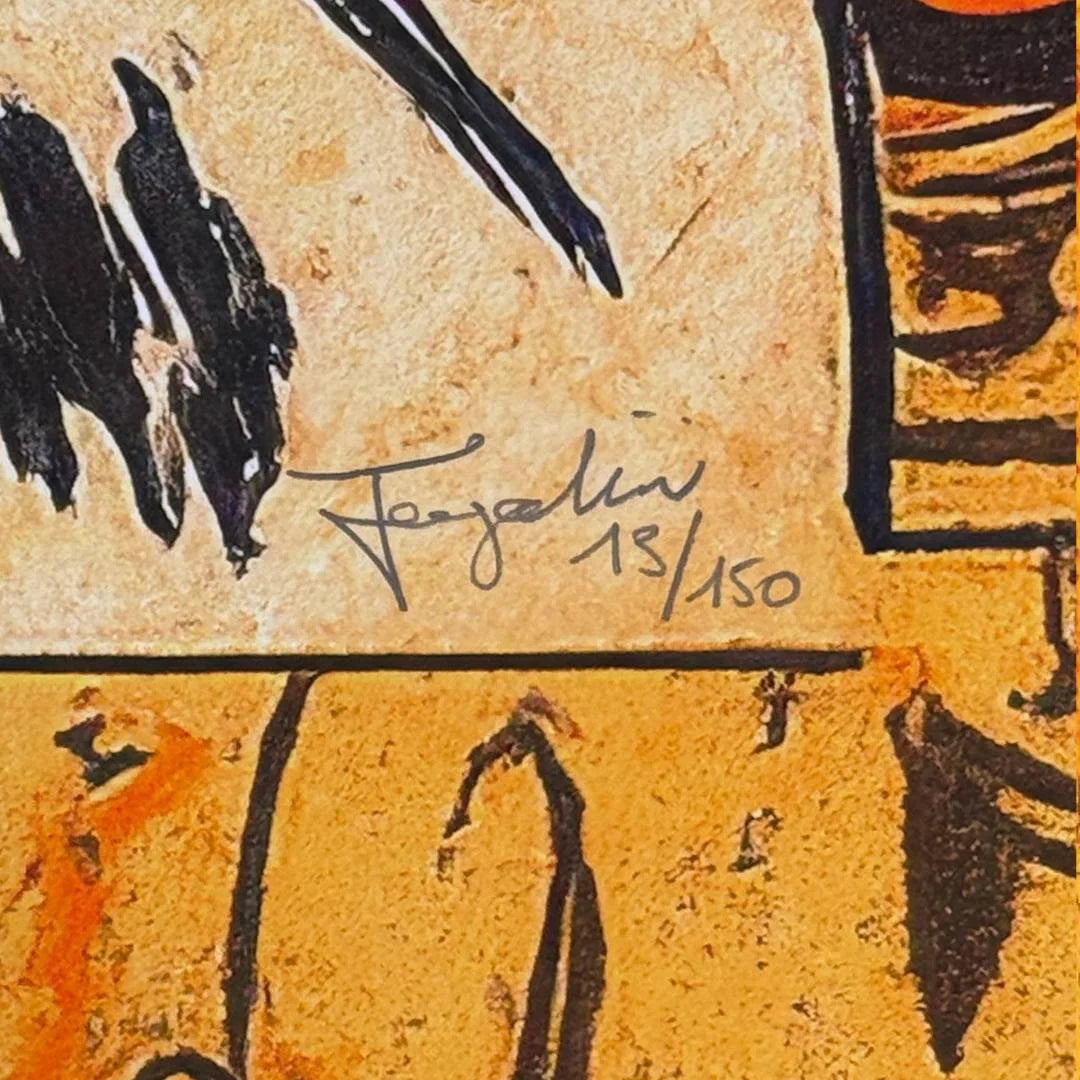 FENZOLINI "Cowboy Newspaper"-Signed Screenprint-38 x 38- Warhol Haring iFusionism - Original Edition Artwork