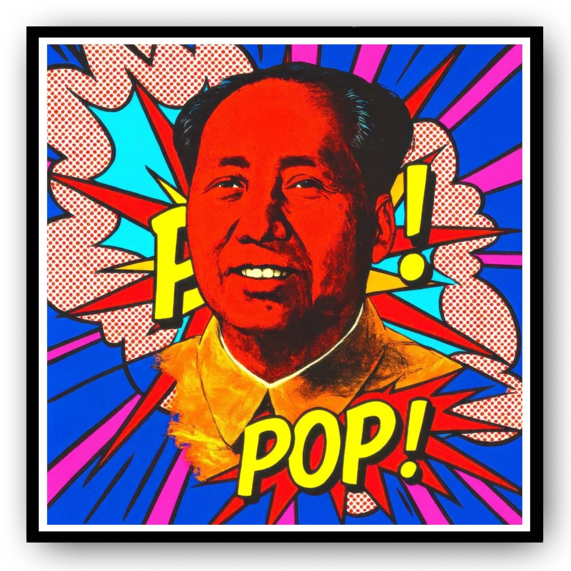 Colorful pop art style depiction of a historical figure with 'POP!' text