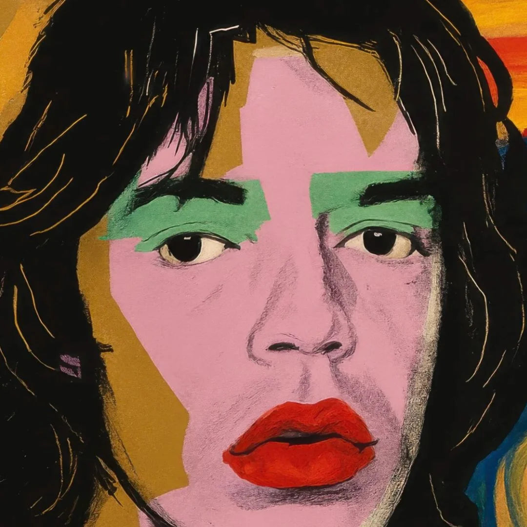 Closeup of Artistic portrait with bold colors and abstract elements