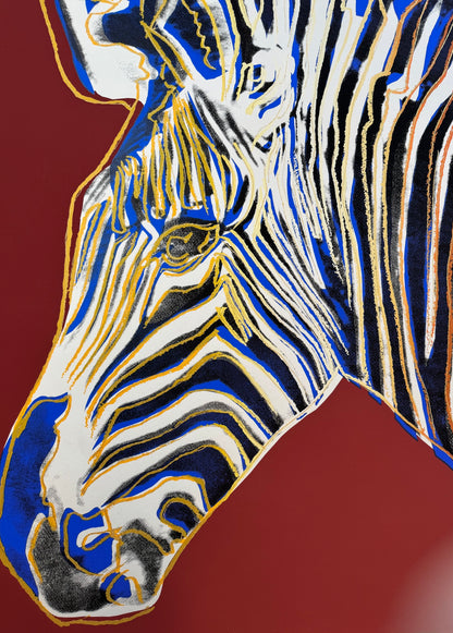 ANDY WARHOL “Zebra"-Maroon Trial Screenprint –Diamond Dust- Endang.Species Proof- Museum Quality 38 X 38"Wall Art