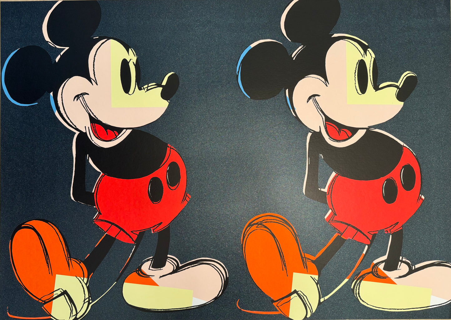 Andy Warhol – “DOUBLE MICKEY”- Trial Silkscreen- Full Diamond Dust Bkgrd. -Museum Board - 30 1/2 x 43" Wall Art- Beautiful!