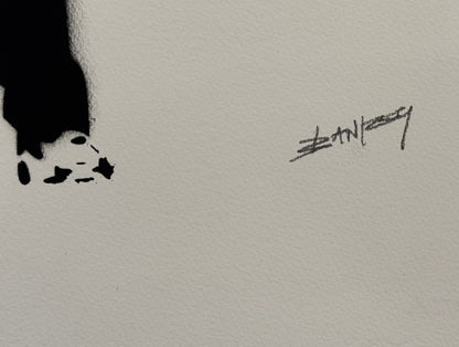 BANKSY –"Barking Dog"- Original Sprayed Black & Red Paint- Hand Signed- Rare Color- Iconic Stencil Grafitt