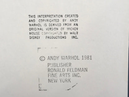 ANDY WARHOL "Mickey Mouse" FS # 265- Layered Silkscreen-Myths- Diamond Dust- Superb Quality 38 x 38" Top 10!