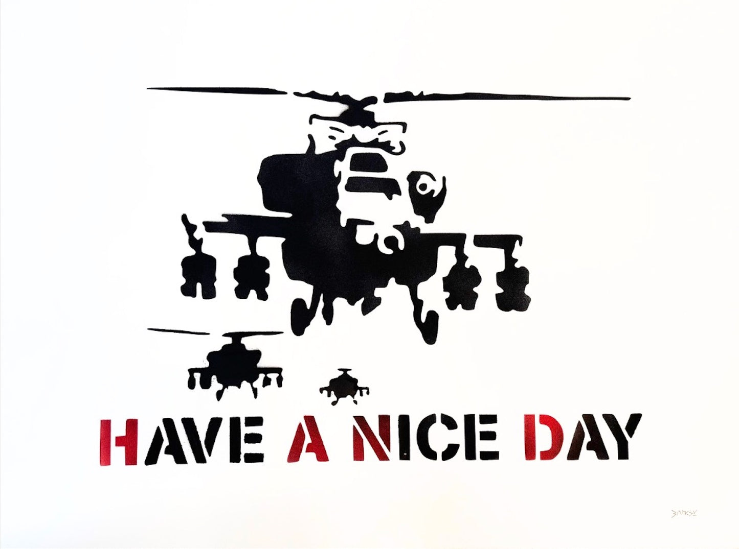 BANKSY "Nice Day Chopper"- ORIGINAL Spray Painting - Acrylic-Graffiti Art–Full sized- Urban Street | Iconic Street Art