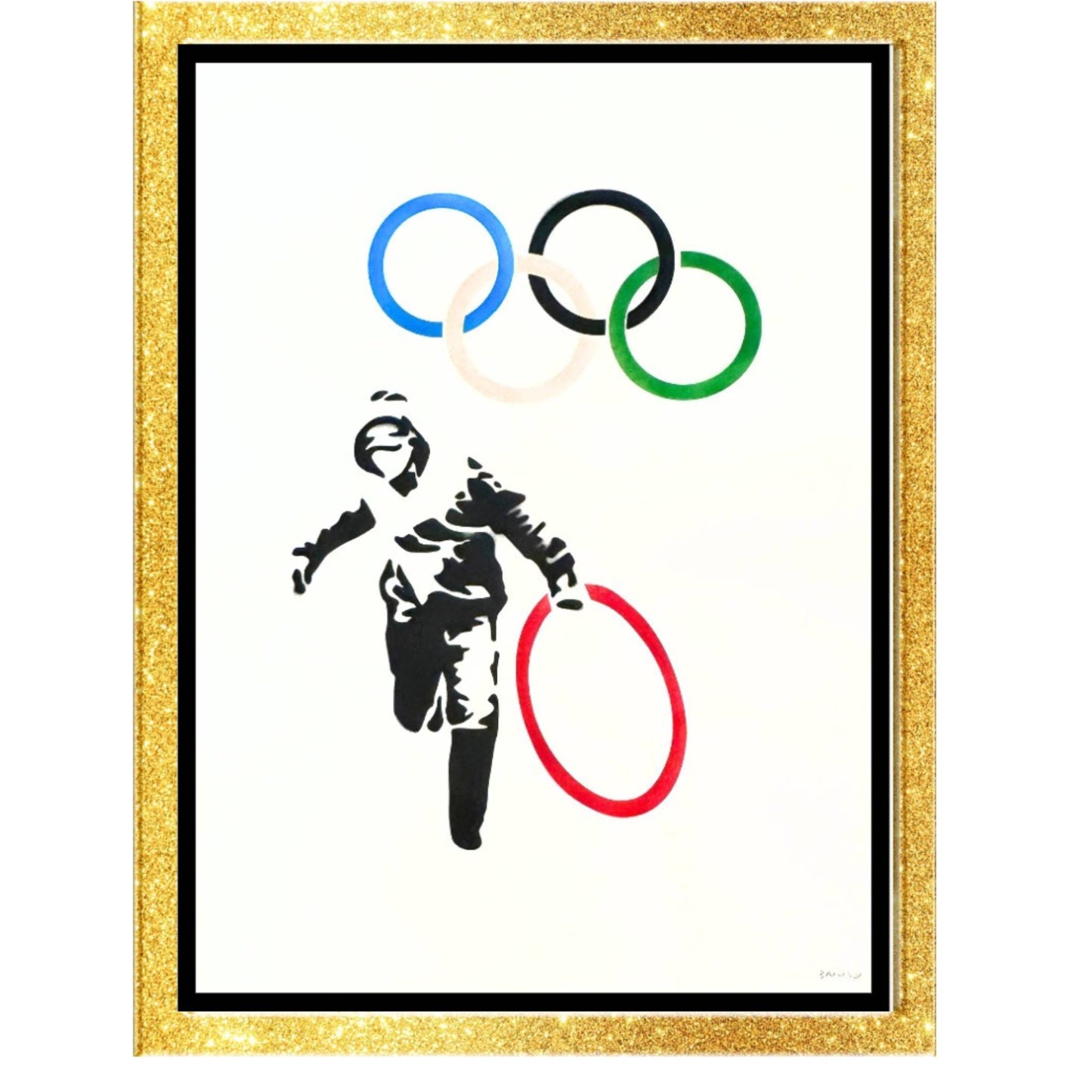 BANKSY-"Olympic Rings Looter"- Original Spray Painting-Hand Signed-Iconic Graffiti Street Art