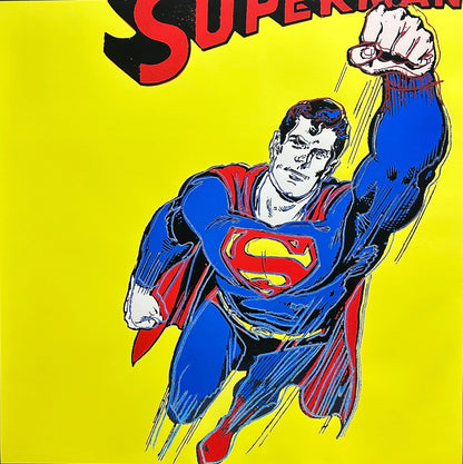 ANDY WARHOL– 2 Piece Pkg: “Superman Trials"- Multicolor Screenprint Proofs- Myths-Diamond Dust Museum Board-38 x 38" Wall Art