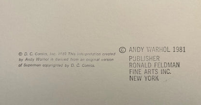 ANDY WARHOL– Pkg.2 Pieces: “Superman &  Witch"-Silkscreen Proofs- Myths- Diamond Dust- Museum Board-38 x 38" Wall Art