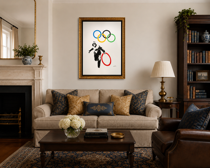 BANKSY-"Olympic Rings Looter"- Original Spray Painting- Signed-Iconic Graffiti Street Art