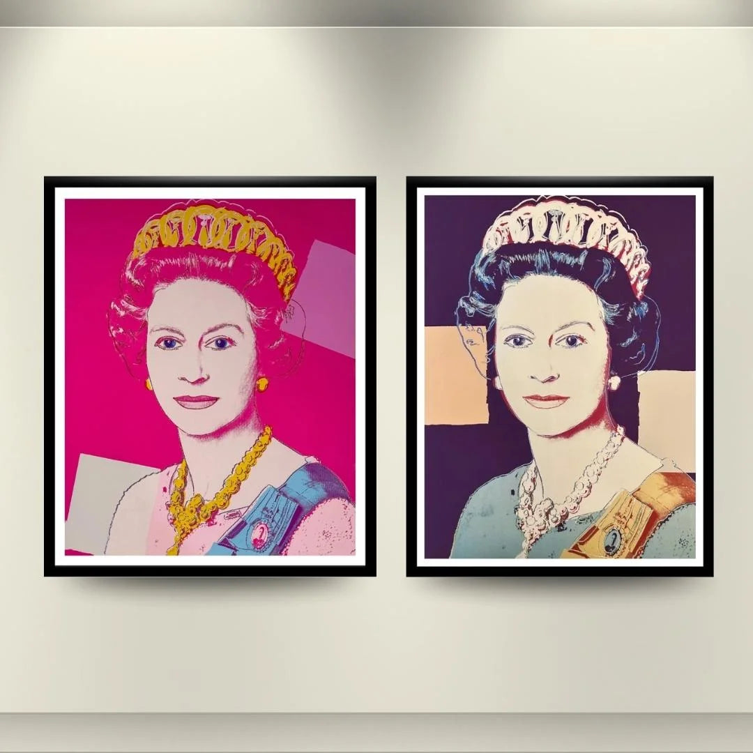 ANDY WARHOL-2 Piece Pkg: “Queen Elizabeths"#335- 336– Screenprint Proofs- Diamond Dust-Top Quality-Full Sized Wall Art- ON SALE