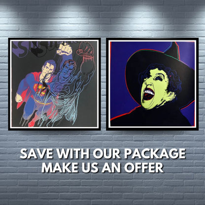 ANDY WARHOL– Pkg.2 Pieces: “Superman &  Witch"-Layered Silkscreen Proofs- Myths- Diamond Dust- Museum Board-38 x 38" Pop Art
