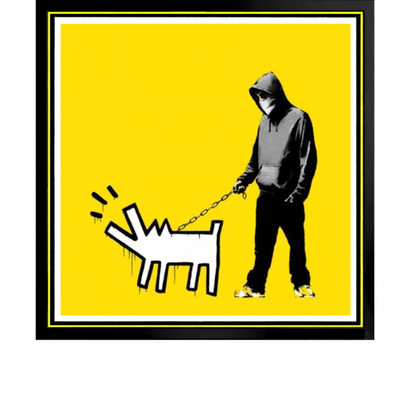 Banksy – "Barking Dog" (Yellow)-Screenprint Signed-Graffiti Street Art- UrbanDecor- 27 5/8 x 27 5/8" | Iconic Street Art