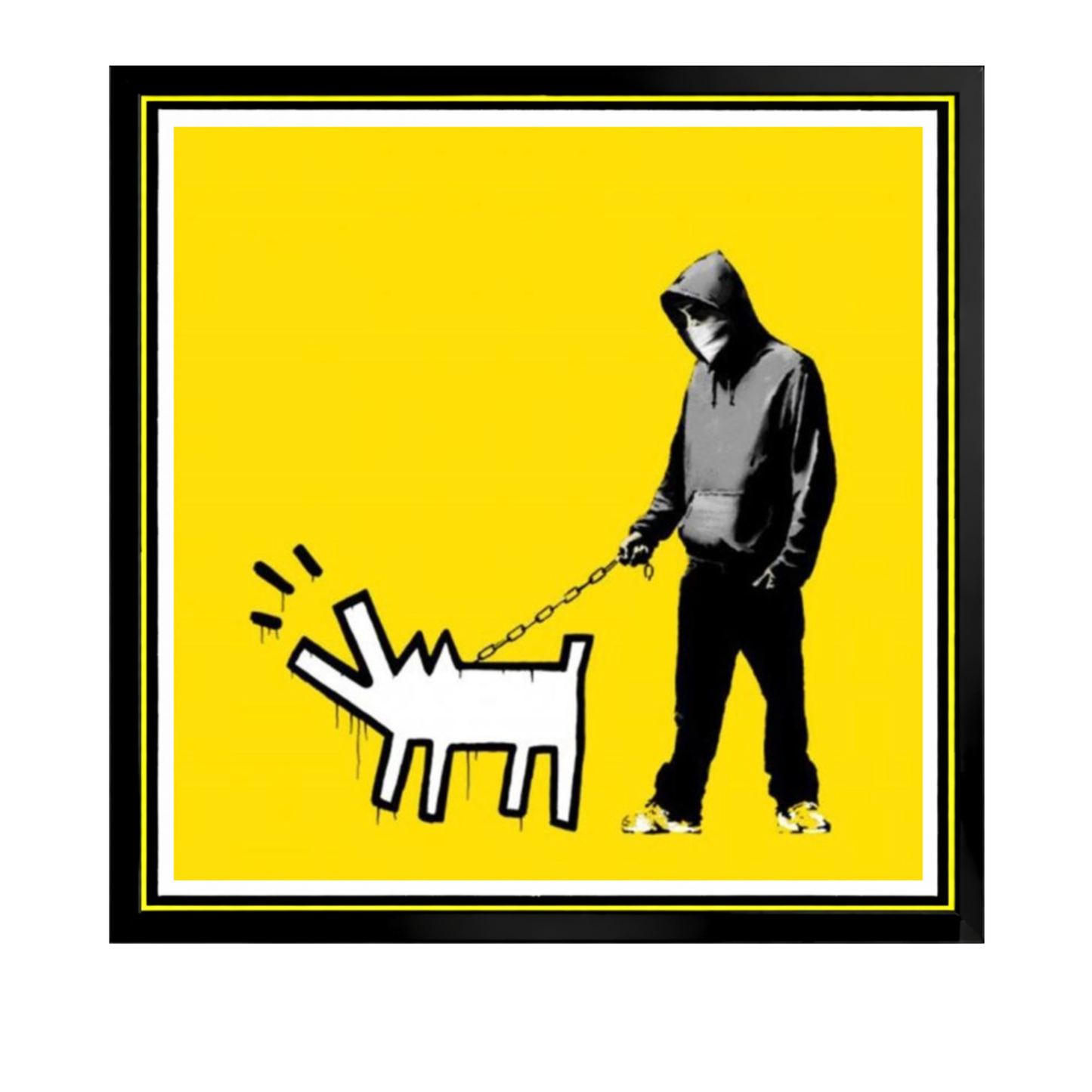 Banksy – "Barking Dog" (Yellow)-Screenprint Signed-Graffiti Street Art- UrbanDecor- 27 5/8 x 27 5/8" | Iconic Street Art