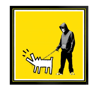 Banksy – "Barking Dog" (Yellow)-Screenprint Signed-Graffiti Street Art- UrbanDecor- 27 5/8 x 27 5/8" | Iconic Street Art