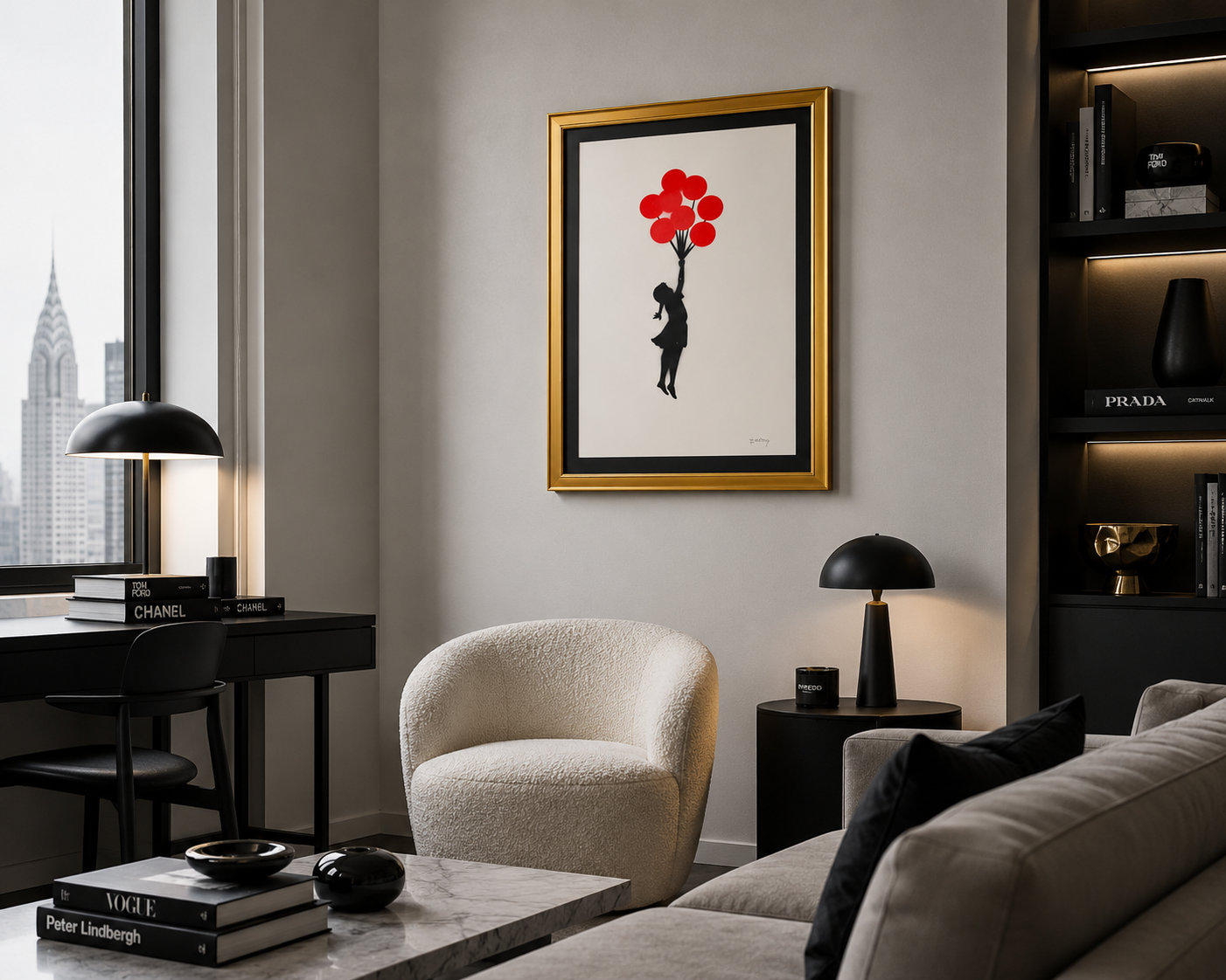BANKSY –"8 Red Balloons"- Original Sprayed black & red paint- Signed- Museum Quality- Full sized | Iconic Street Art