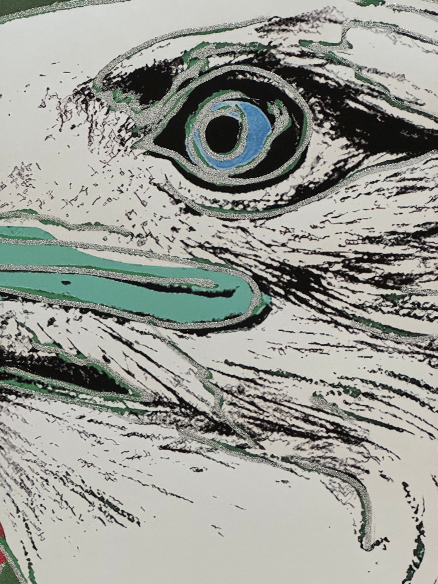 ANDY WARHOL “Bald Eagle"- Trial Screenprint- Proof Edition- Green, blue and purple colors with diamond dust- Endangered Species- Museum Quality 38 X 38"Pop Art Beauty