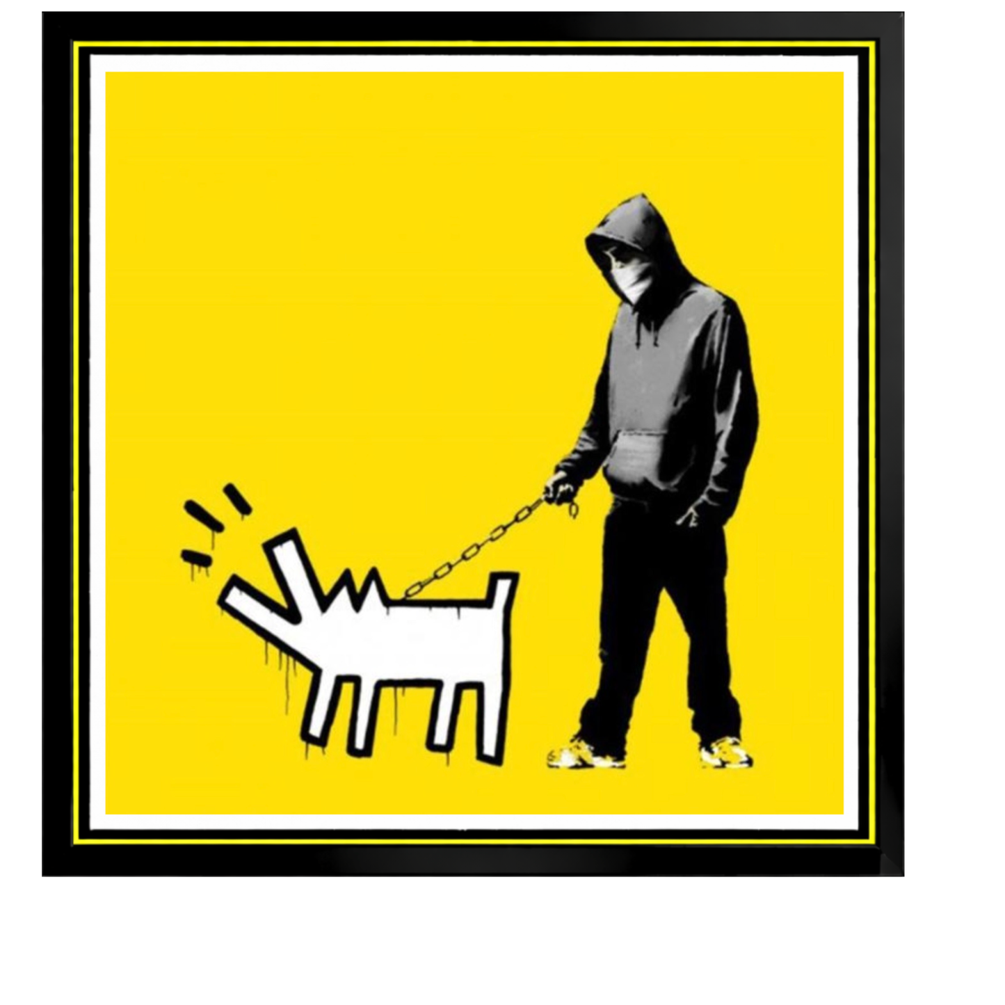 Banksy – "Barking Dog" (Yellow)-Screenprint Signed-Graffiti Street Art- UrbanDecor- 27 5/8 x 27 5/8" | Iconic Street Art