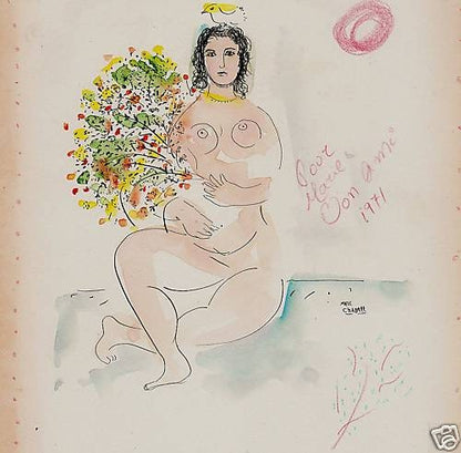 CHAGALL- Original Watercolor/ Painting on Paper; Perfect Signature. PHD Approval. Appraisal- Investment Quality. Unframed.