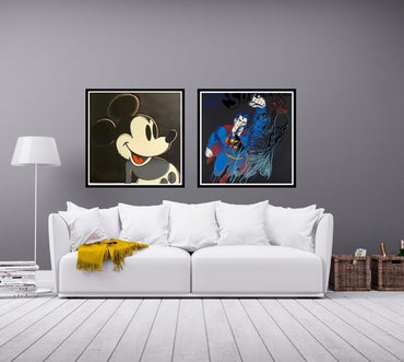 Full sized WARHOL- 2 Piece Pkg. Myths- "MICKEY and Superman"- Silkscreens (Screenprints) - with Diamond Dust- Flat Ship- 2 Beauties