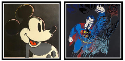 Full sized WARHOL- 2 Piece Pkg. Myths- "MICKEY and Superman"- Silkscreens (Screenprints) - with Diamond Dust- Flat Ship- 2 Beauties