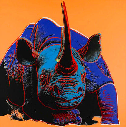 Black Rhino Wall Art For Animal Lover Gifts – Endangered Species Trial Andy Warhol Art Available In 38 X 38 Size
