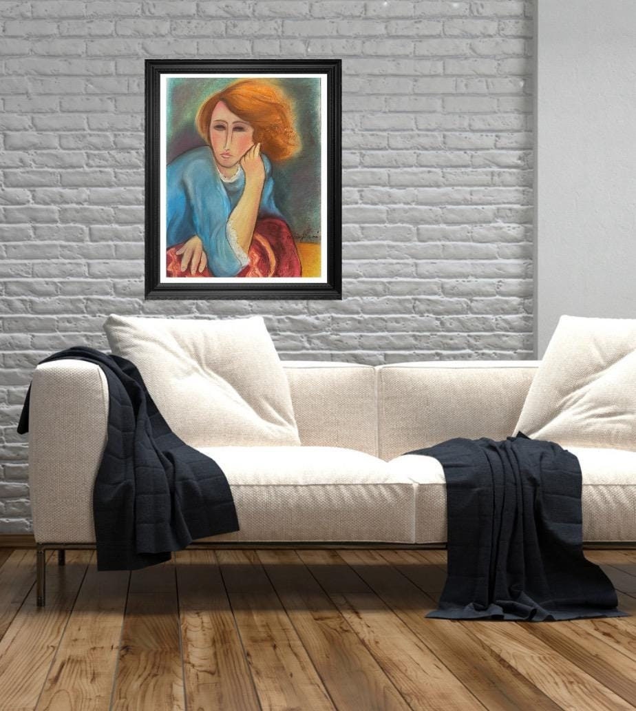 MODIGLIANI- Original Painting/Pastel; signed; pHD APPROVAL- Perfect signature. Shipped Flat. Beautiful Collector Piece.
