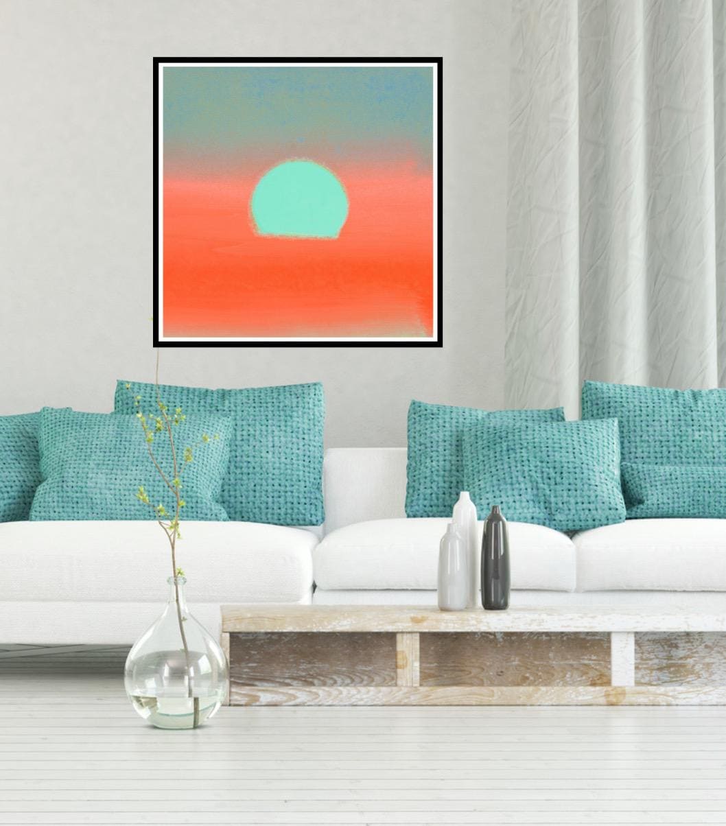 Sunset Wall Art - Andy Warhol Screen Print Above Couch Paper Wall Art Available Full 36 X 36 Size