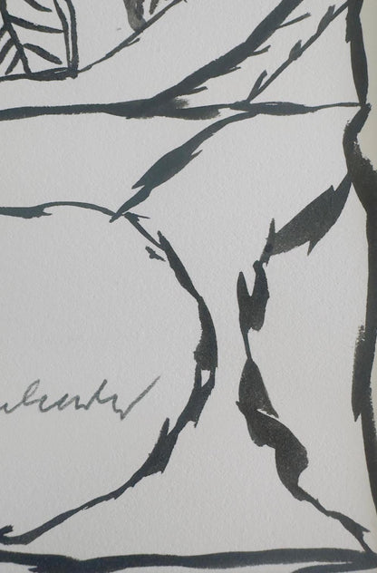 PIERRE ALECHINSKY: Unique Hand-Signed- Abstract Ink Painting- Framed- Contemporary Artwork- One Of A Kind!
