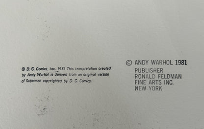 Full sized Andy WARHOL- 2 “SUPERMAN” TRIALS- Screenprints -Myths- Both Diamond Dust- Flat Ship- 2 Stunning Pieces- Best Quality