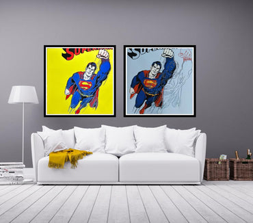 Full sized Andy WARHOL- 2 “SUPERMAN” TRIALS- Screenprints -Myths- Both Diamond Dust- Flat Ship- 2 Stunning Pieces- Best Quality