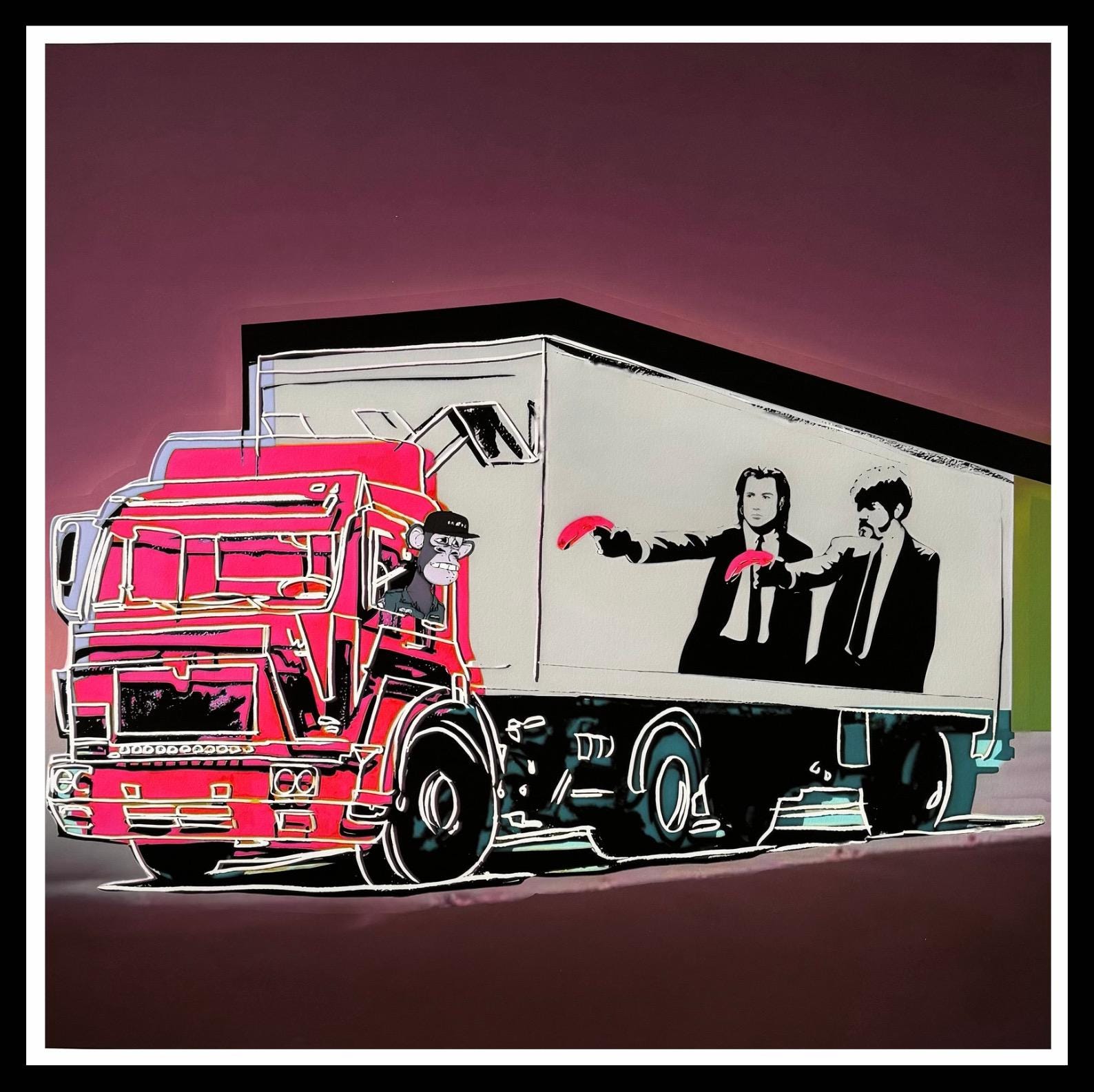 Fenzolini "Truck Fiction" Purple Giclee: Signed- COA- Warhol Banksy iFusionism
