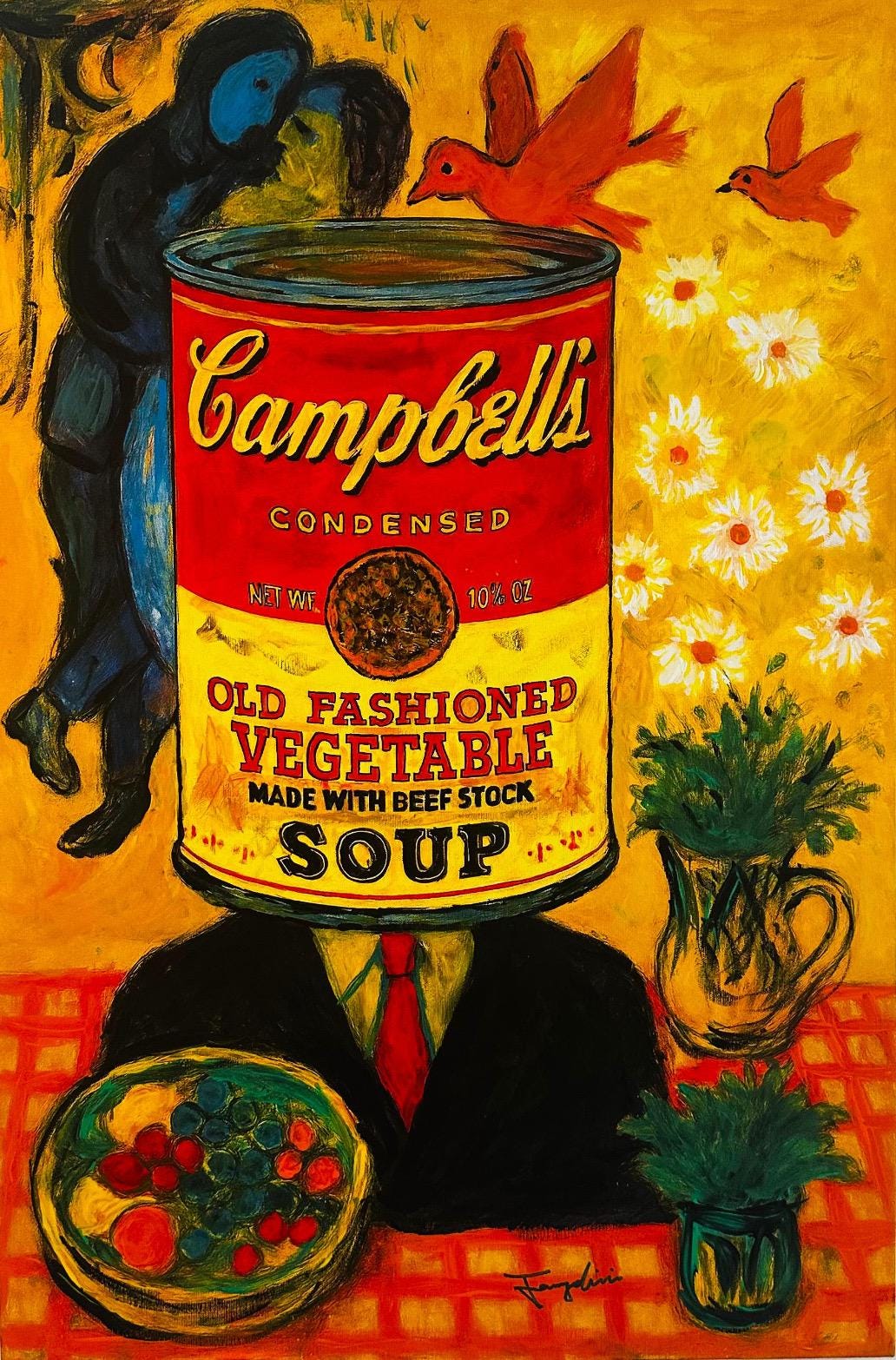 FENZOLINI "Head of Chaga"-Original Painting-Acrylic/Gouache On Canvas-Signed-COA- iFusionism Beauty