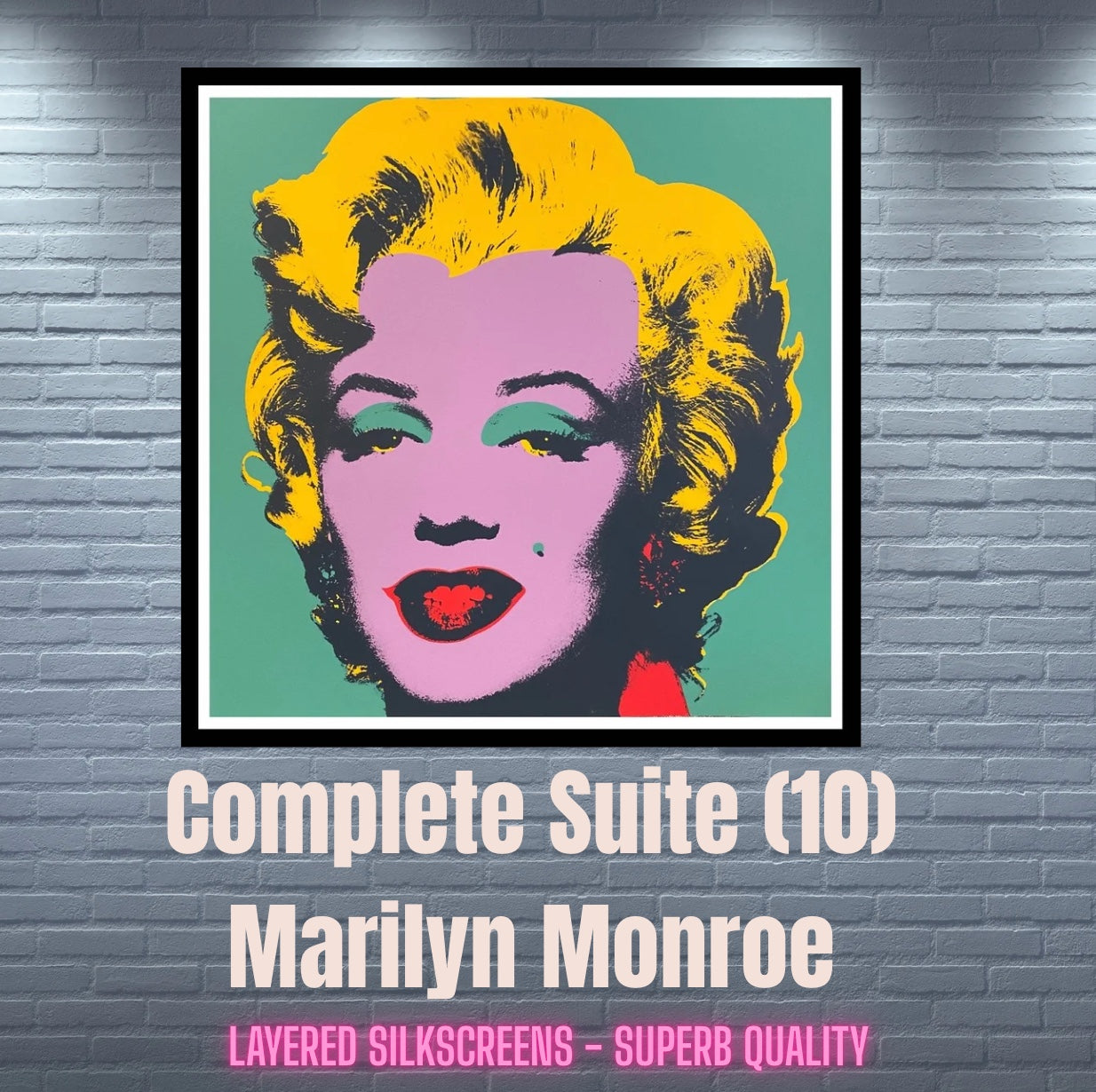 ANDY WARHOL– Complete Suite 10 "Marilyn Monroe" Layered SILKSCREENS- Unsigned Proofs- Museum Quality-Wall Art-36X36" Iconic Series!