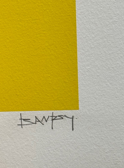Banksy – "Barking Dog" (Yellow)-Screenprint Signed-Graffiti Street Art- UrbanDecor- 27 5/8 x 27 5/8" | Iconic Street Art